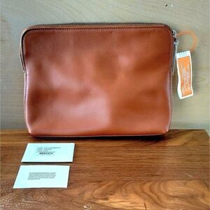 NWT 3.1 Phillip Lim 31 Cosmetic Large Pouch Bag iPad Clutch Luxury Leather Brown